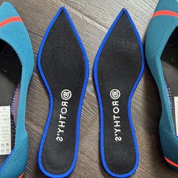 Retired Rothy's Women's Blue and Neon Orange Flats size 8.5 The Point - Picture 5 of 5